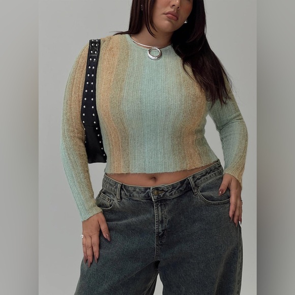 NWT Princess Polly Cardenas Long Sleeve Top Green Curve - Picture 1 of 9